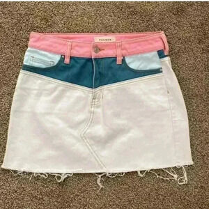 PACSUN MULTI-COLORED DENIM JEAN SKIRT A86